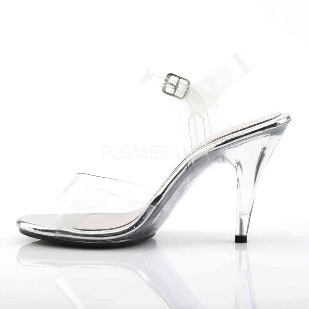 Fabulicious - CARESS-408 Sandaal met enkelband - Transparant/Zilverkleurig